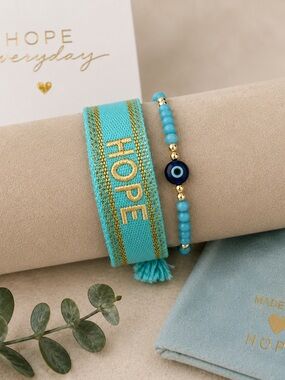Turquoise Beaded Evil Eye Bracelet Set